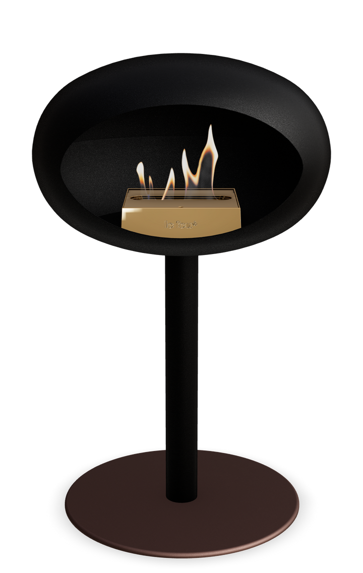 Le Feu GROUND STEEL LOW Schwarz Ø 60 mm – Rohr Schwarz, Brenner Roségold, Bodenplatte Mokka