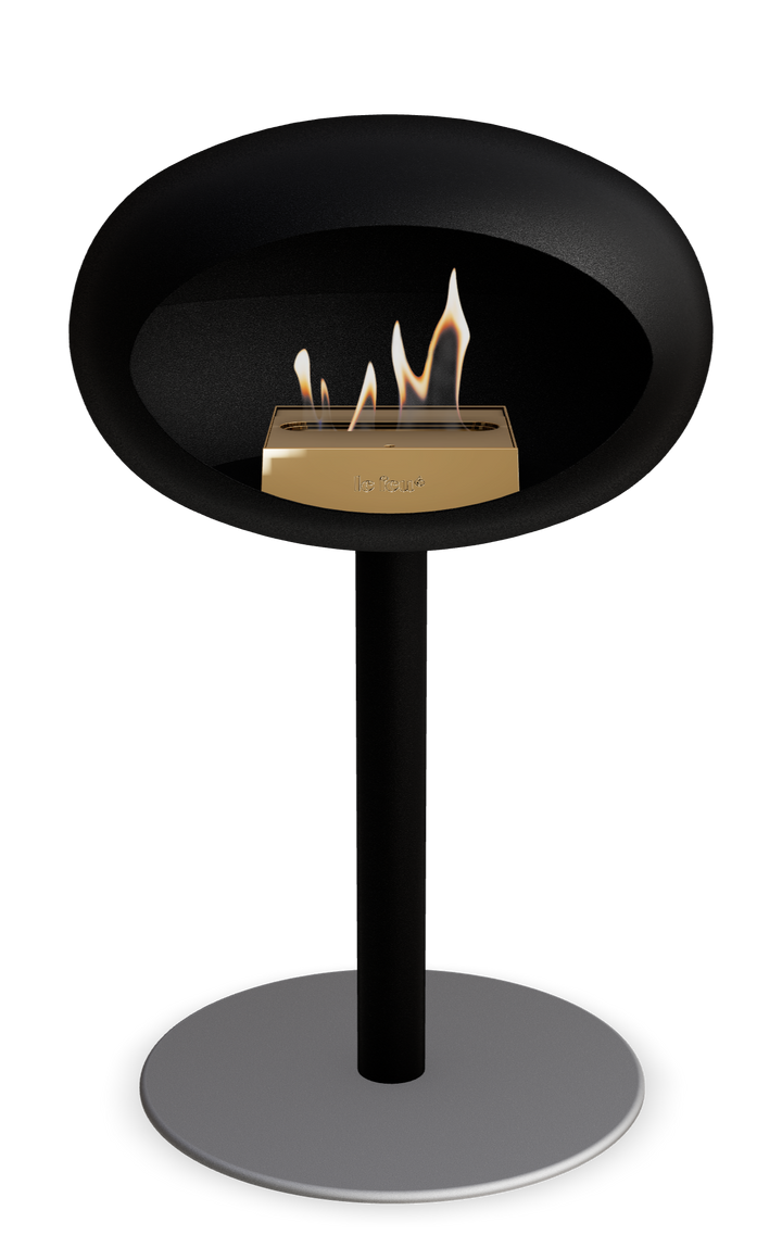 Le Feu GROUND STEEL LOW Schwarz Ø 60 mm – Rohr Schwarz, Brenner Roségold, Bodenplatte Nickel