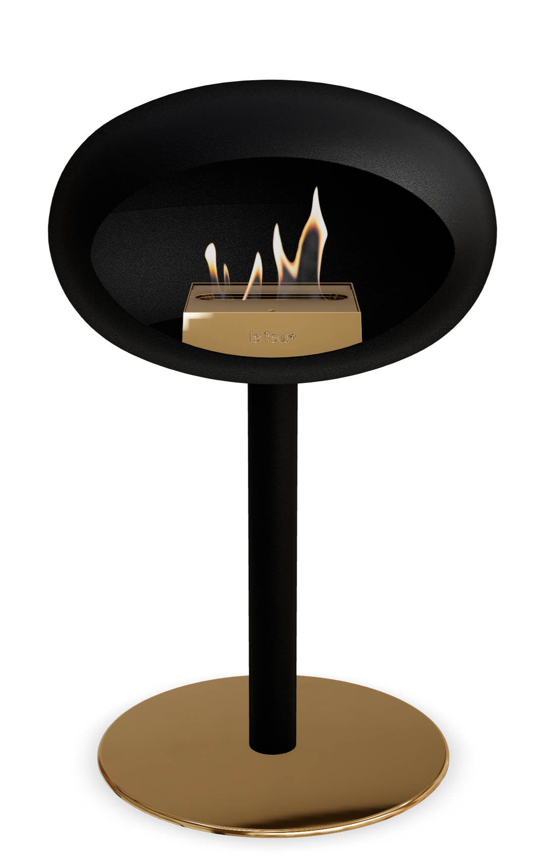 Le Feu GROUND STEEL LOW Schwarz Ø 60 mm – Rohr Schwarz, Brenner Roségold, Bodenplatte Roségold