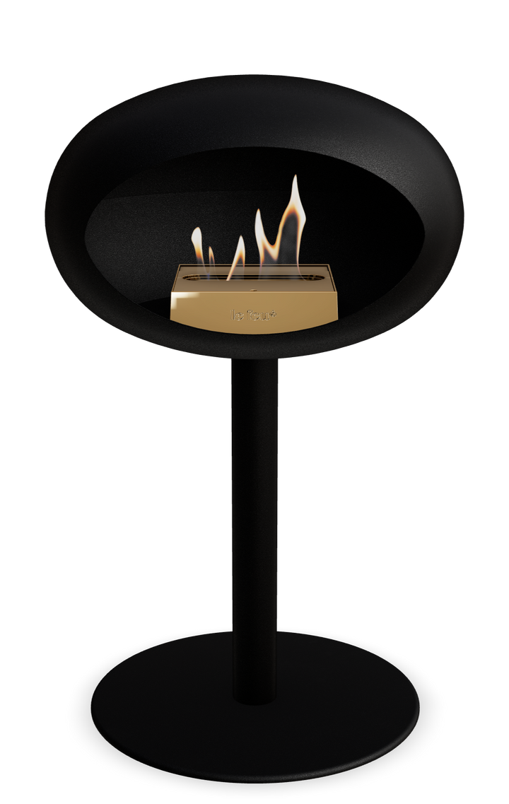 Le Feu GROUND STEEL LOW Schwarz Ø 60 mm – Rohr Schwarz, Brenner Roségold, Bodenplatte Schwarz