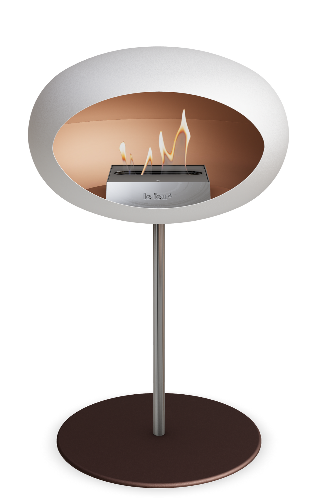 Le Feu GROUND STEEL LOW Weiss Ø 25 mm – Rohr Edelstahl, Brenner Edelstahl, Bodenplatte Mokka