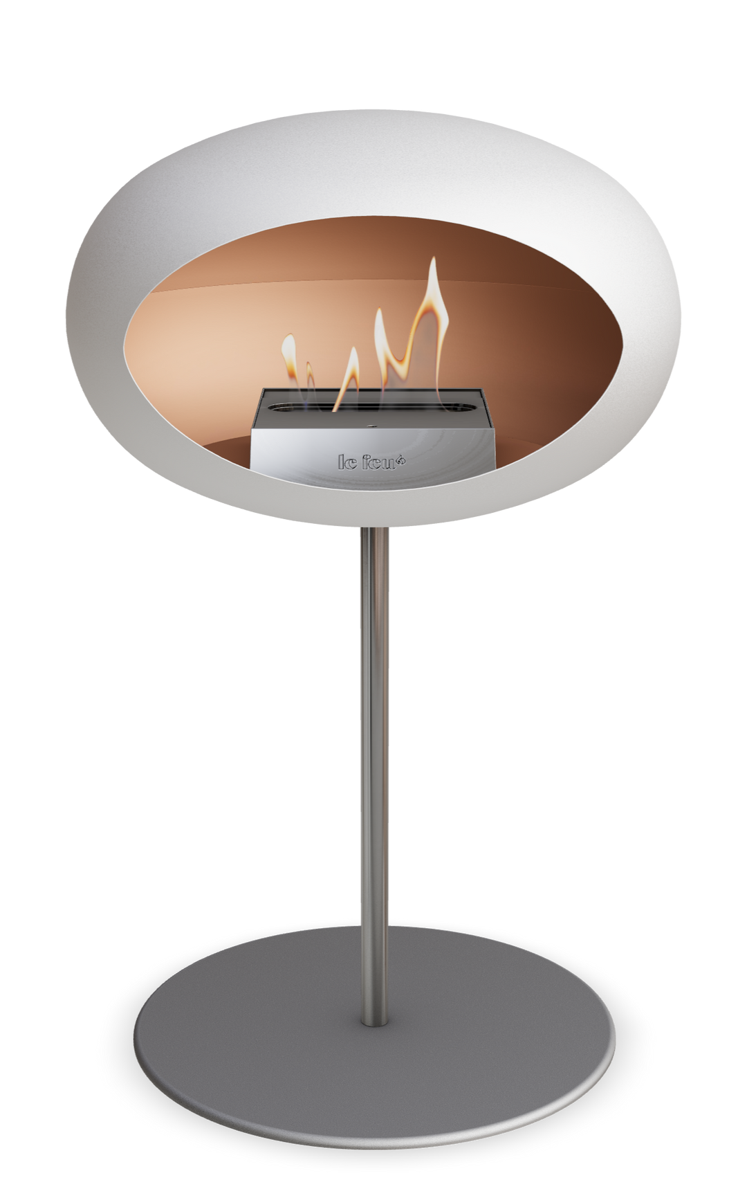 Le Feu GROUND STEEL LOW Weiss Ø 25 mm – Rohr Edelstahl, Brenner Edelstahl, Bodenplatte Nickel