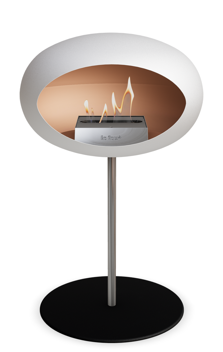 Le Feu GROUND STEEL LOW Weiss Ø 25 mm – Rohr Edelstahl, Brenner Edelstahl, Bodenplatte Schwarz