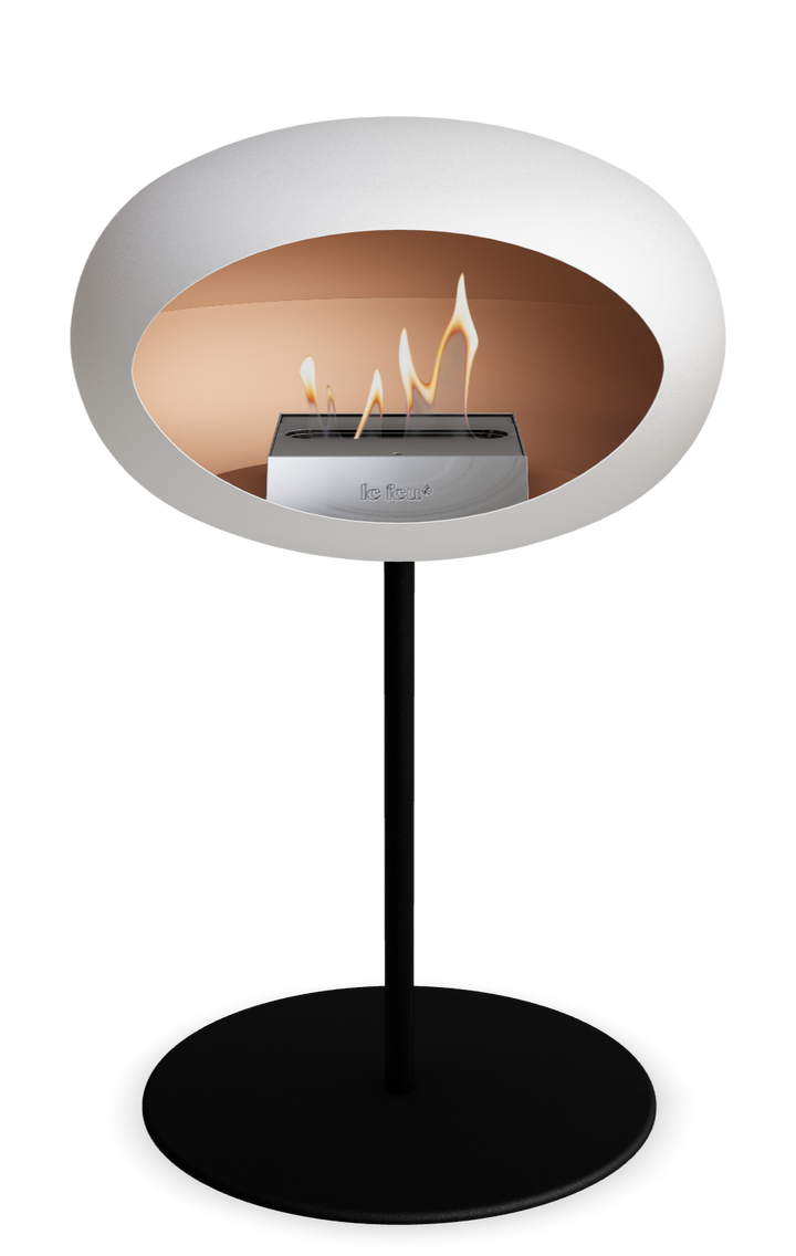 Le Feu GROUND STEEL LOW Weiss Ø 25 mm – Rohr Schwarz, Brenner Edelstahl, Bodenplatte Schwarz