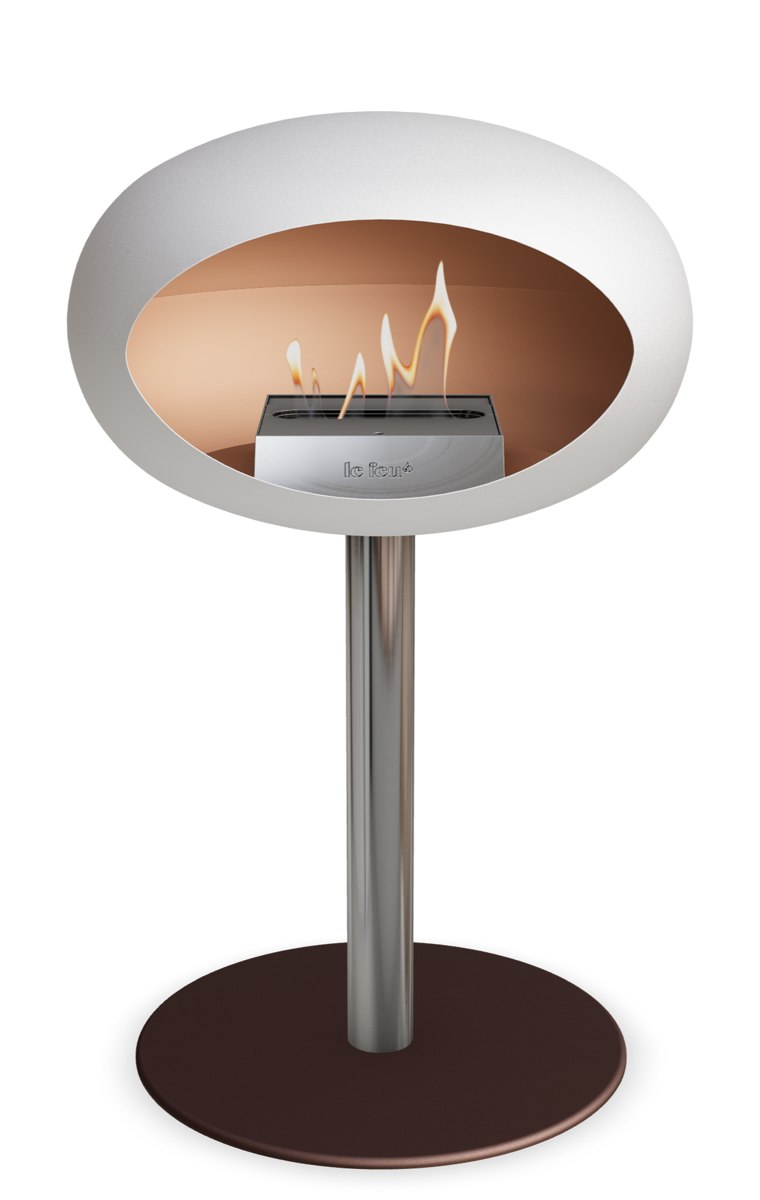Le Feu GROUND STEEL LOW Weiss Ø 60 mm – Rohr Edelstahl, Brenner Edelstahl, Bodenplatte Mokka