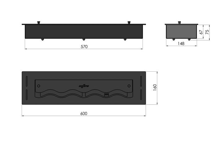 Bioethanol Einbaubrenner - WAVE 60cm