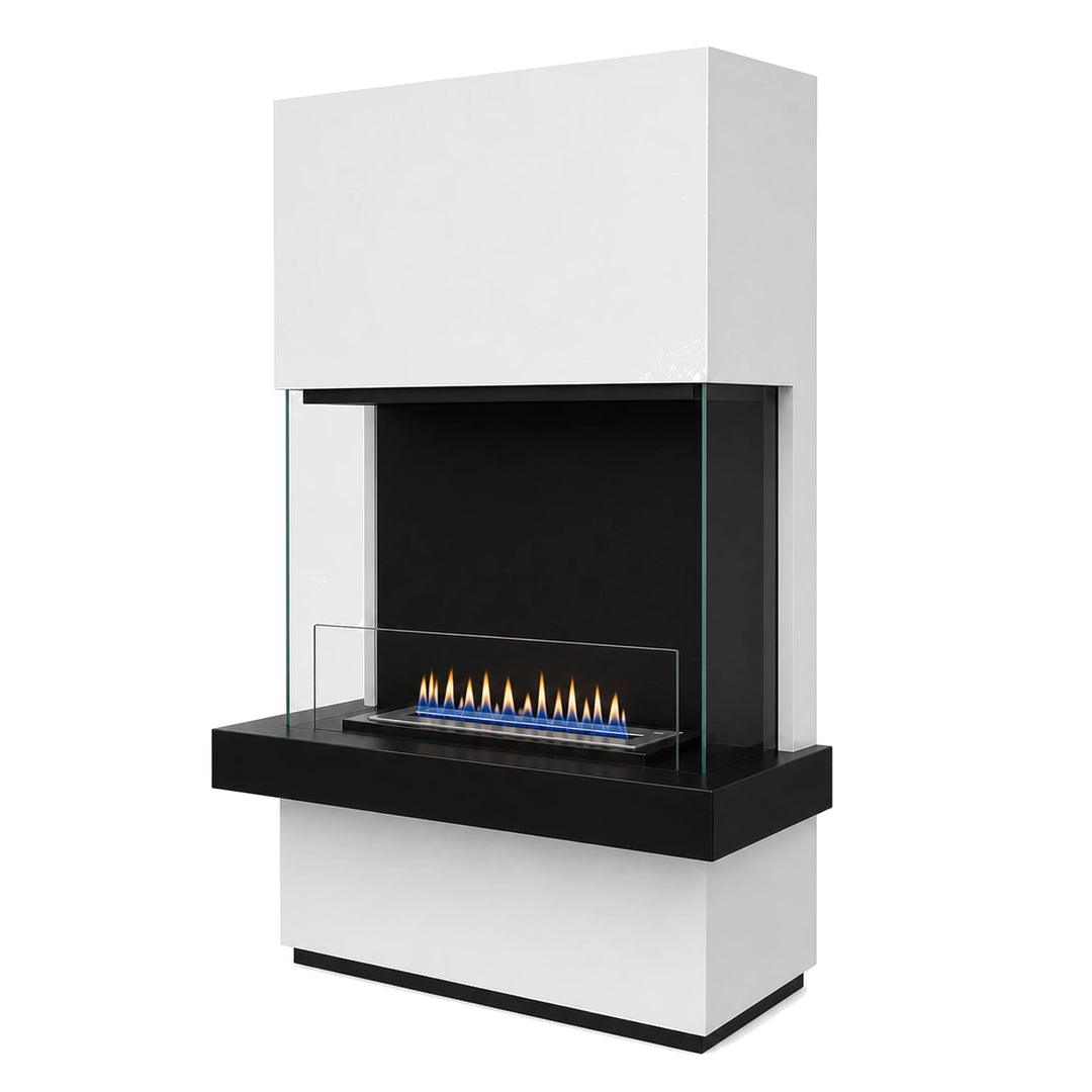 Freistehender Bioethanol Standkamin - RIMINI in Schwarz und Weiss