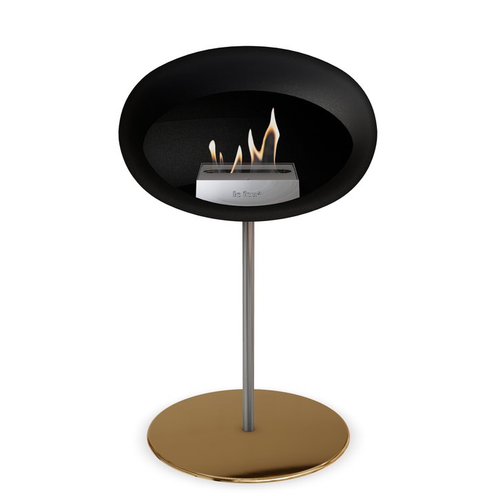 Le Feu GROUND STEEL LOW Schwarz Ø 25 mm – Rohr Edelstahl, Brenner Edelstahl, Bodenplatte Roségold
