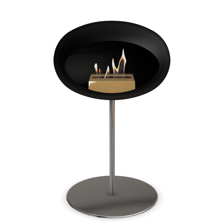 Le Feu GROUND STEEL LOW Schwarz Ø 25 mm – Rohr Edelstahl, Brenner Roségold, Bodenplatte Edelstahl
