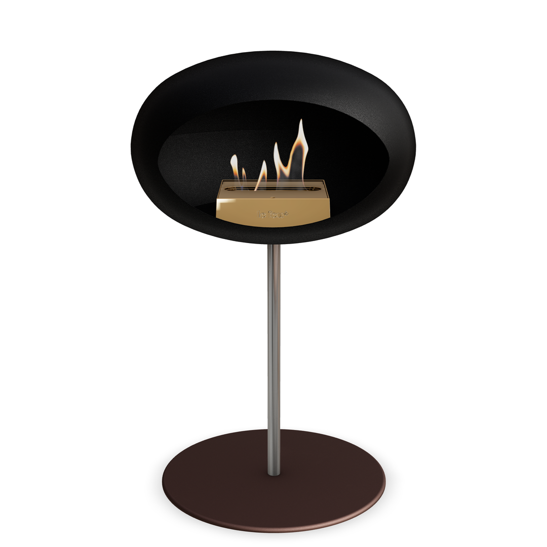 Le Feu GROUND STEEL LOW Schwarz Ø 25 mm – Rohr Edelstahl, Brenner Roségold, Bodenplatte Mokka