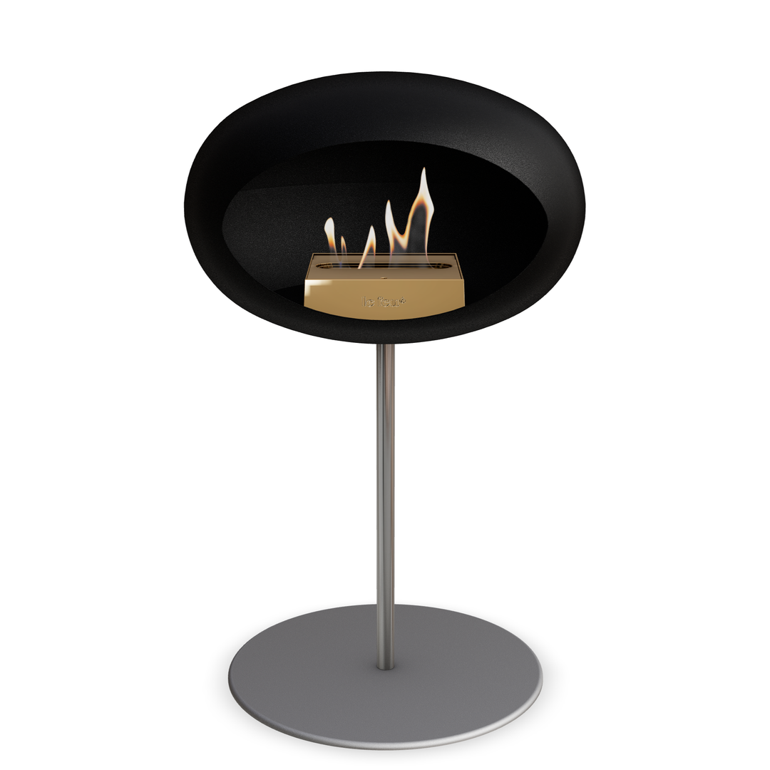 Le Feu GROUND STEEL LOW Schwarz Ø 25 mm – Rohr Edelstahl, Brenner Roségold, Bodenplatte Nickel