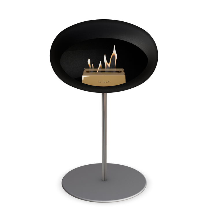 Le Feu GROUND STEEL LOW Schwarz Ø 25 mm – Rohr Edelstahl, Brenner Roségold, Bodenplatte Nickel