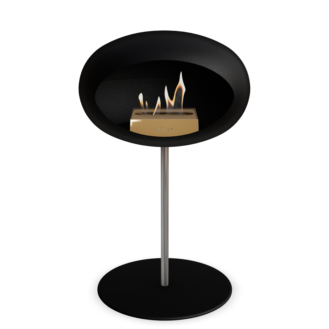 Le Feu GROUND STEEL LOW Schwarz Ø 25 mm – Rohr Edelstahl, Brenner Roségold, Bodenplatte Schwarz
