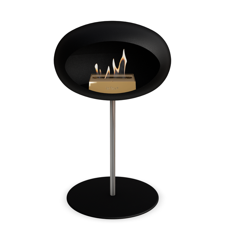 Le Feu GROUND STEEL LOW Schwarz Ø 25 mm – Rohr Edelstahl, Brenner Roségold, Bodenplatte Schwarz