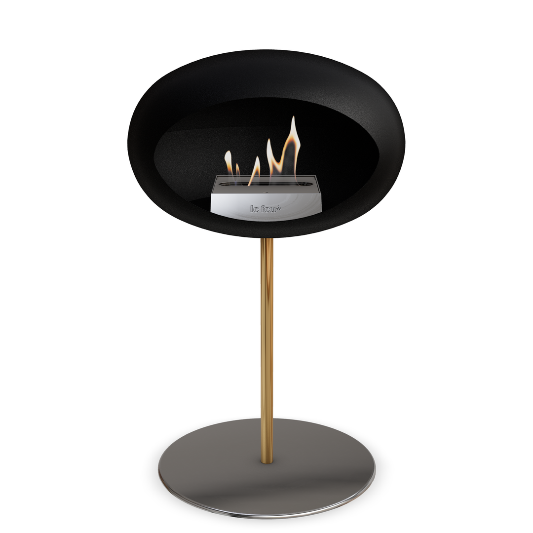 Le Feu GROUND STEEL LOW Schwarz Ø 25 mm – Rohr Roségold, Brenner Edelstahl, Bodenplatte Edelstahl