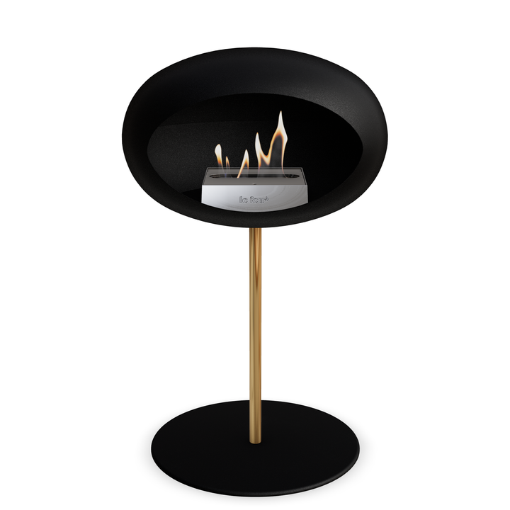 Le Feu GROUND STEEL LOW Schwarz Ø 25 mm – Rohr Roségold, Brenner Edelstahl, Bodenplatte Schwarz