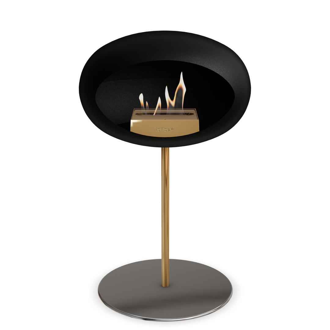 Le Feu GROUND STEEL LOW Schwarz Ø 25 mm – Rohr Roségold, Brenner Roségold, Bodenplatte Edelstahl