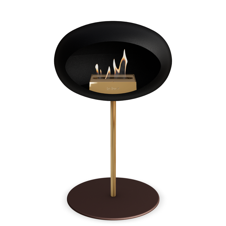 Le Feu GROUND STEEL LOW Schwarz Ø 25 mm – Rohr Roségold, Brenner Roségold, Bodenplatte Mokka