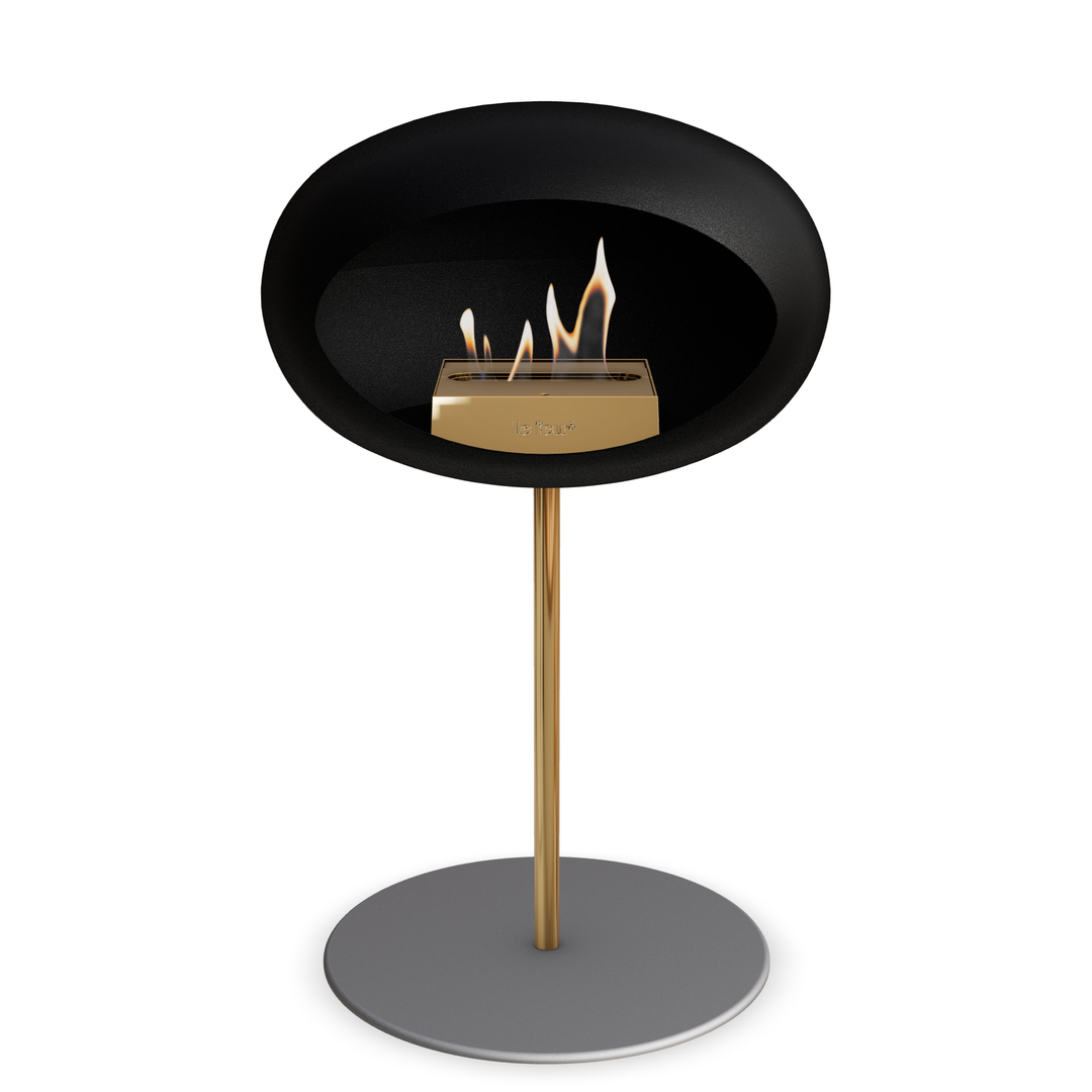 Le Feu GROUND STEEL LOW Schwarz Ø 25 mm – Rohr Roségold, Brenner Roségold, Bodenplatte Nickel