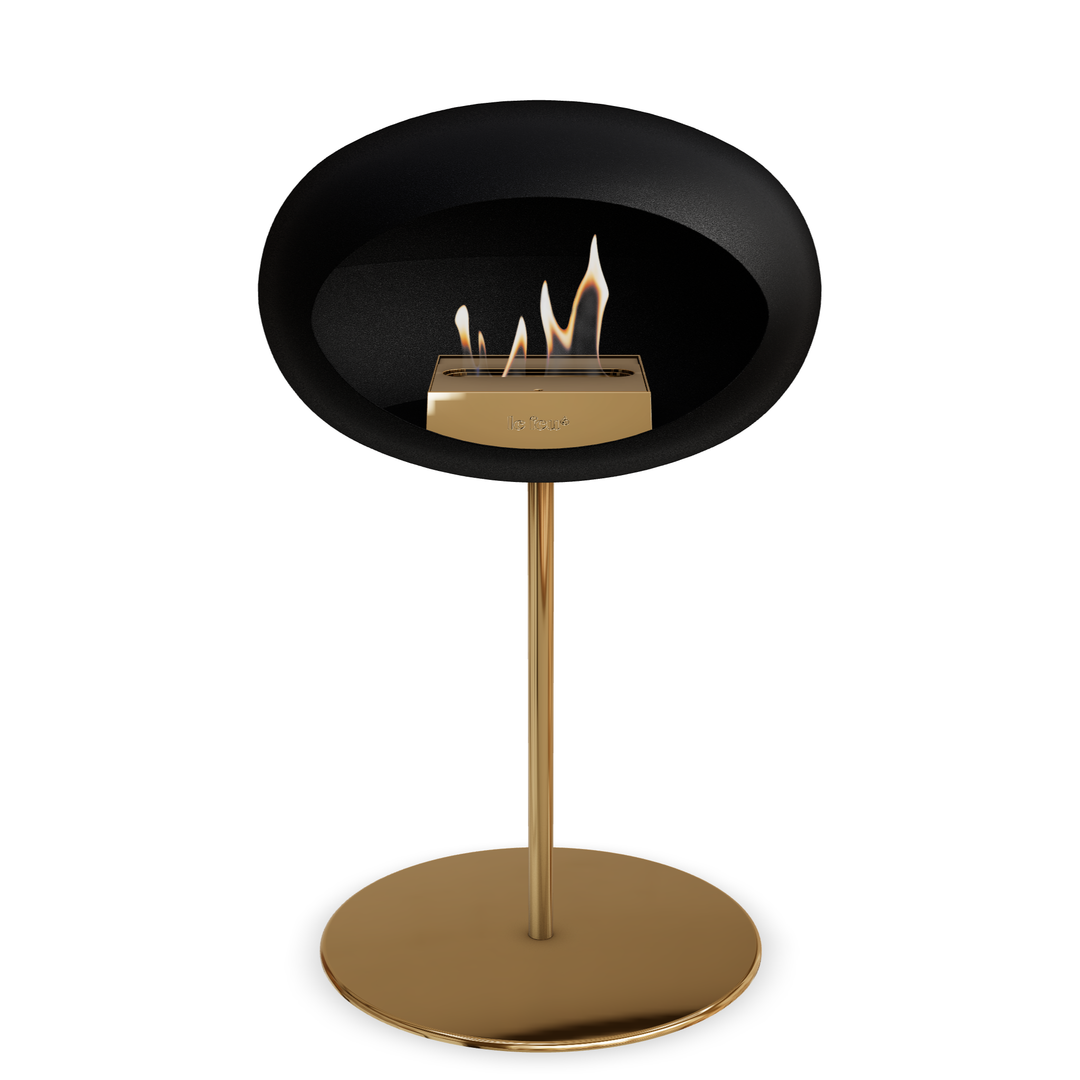 Le Feu GROUND STEEL LOW Schwarz Ø 25 mm – Rohr Roségold, Brenner Roségold, Bodenplatte Roségold