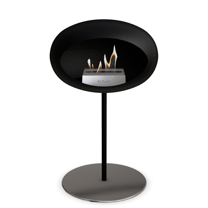 Le Feu GROUND STEEL LOW Schwarz Ø 25 mm – Rohr Schwarz, Brenner Edelstahl, Bodenplatte Edelstahl