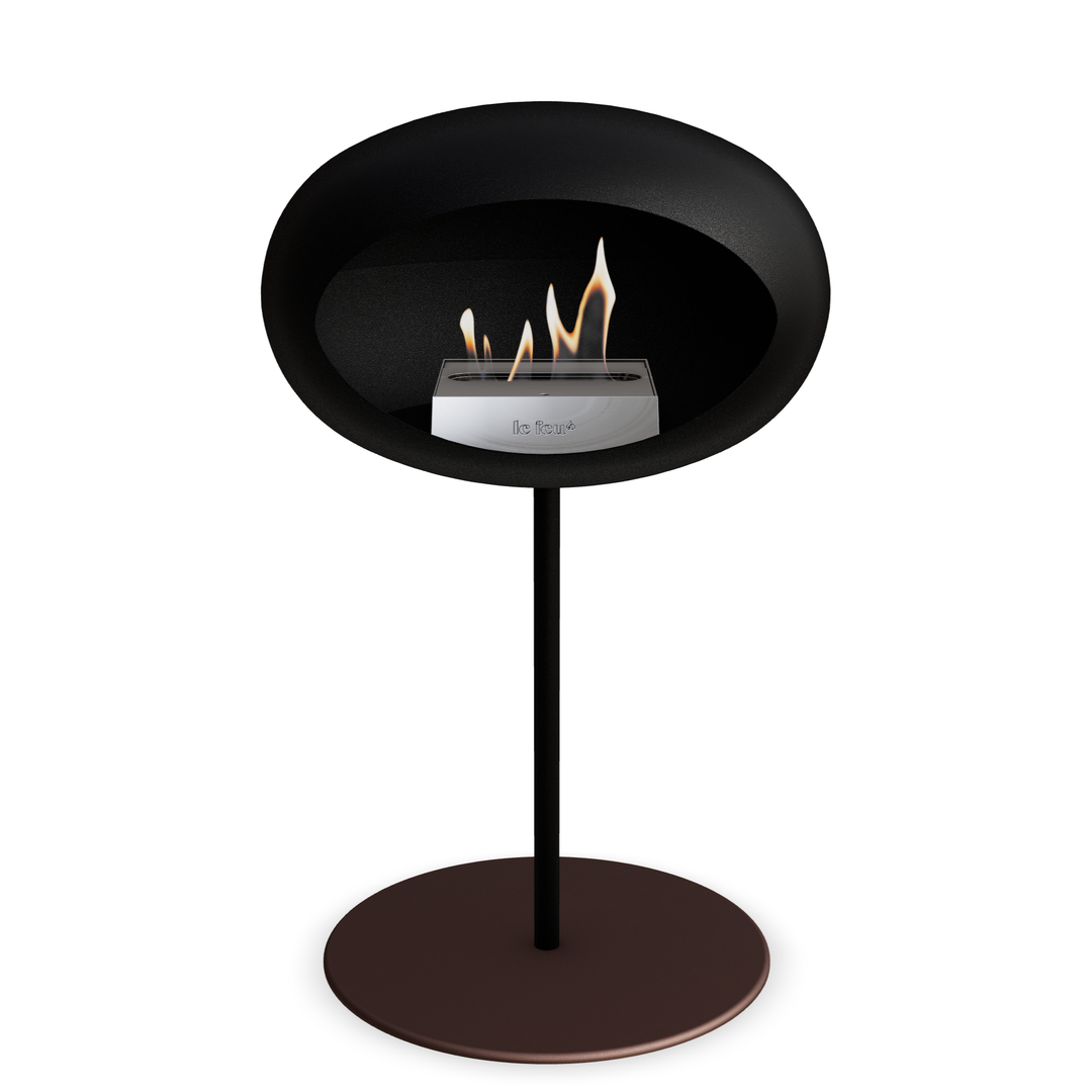 Le Feu GROUND STEEL LOW Schwarz Ø 25 mm – Rohr Schwarz, Brenner Edelstahl, Bodenplatte Mokka