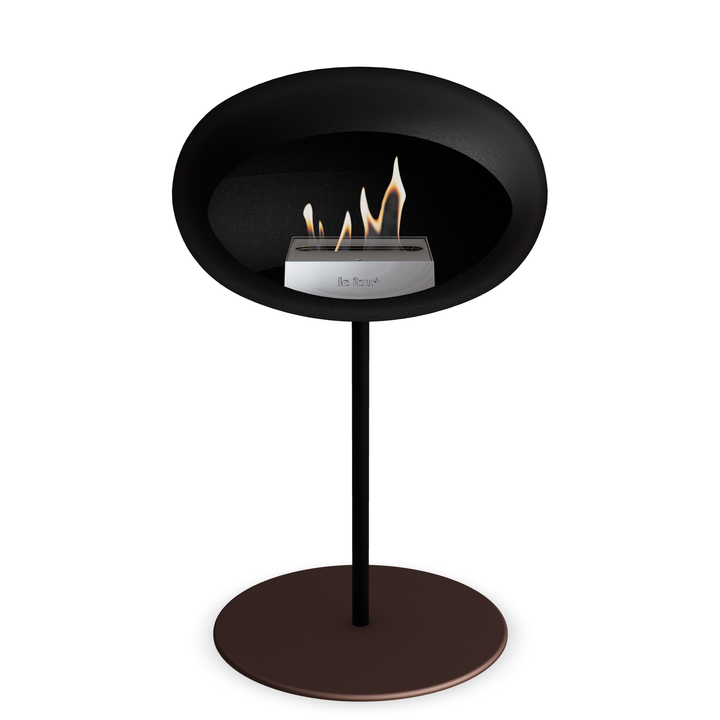 Le Feu GROUND STEEL LOW Schwarz Ø 25 mm – Rohr Schwarz, Brenner Edelstahl, Bodenplatte Mokka