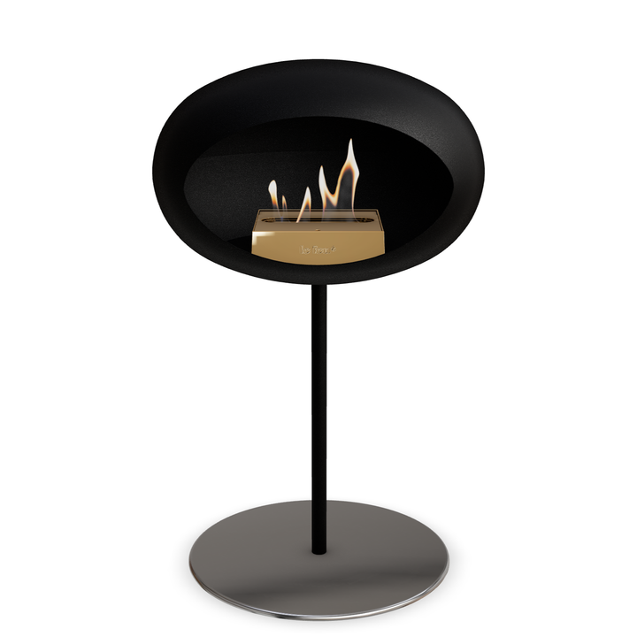 Le Feu GROUND STEEL LOW Schwarz Ø 25 mm – Rohr Schwarz, Brenner Roségold, Bodenplatte Edelstahl