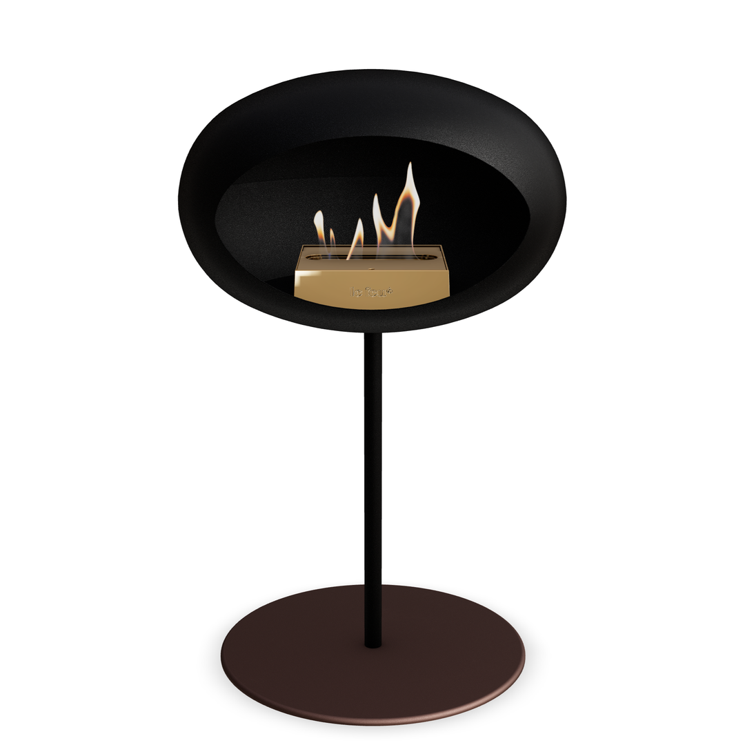 Le Feu GROUND STEEL LOW Schwarz Ø 25 mm – Rohr Schwarz, Brenner Roségold, Bodenplatte Mokka