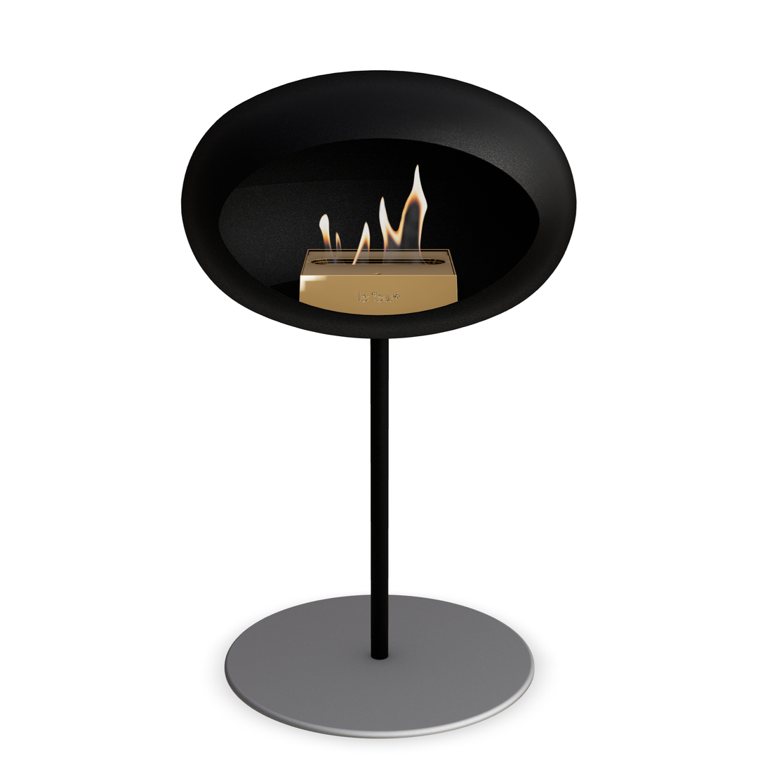 Le Feu GROUND STEEL LOW Schwarz Ø 25 mm – Rohr Schwarz, Brenner Roségold, Bodenplatte Nickel