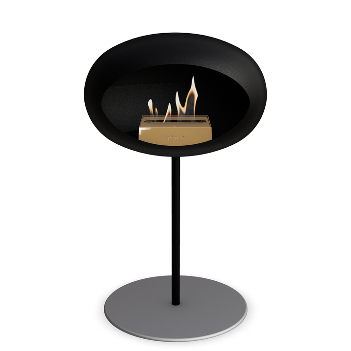Le Feu GROUND STEEL LOW Schwarz Ø 25 mm – Rohr Schwarz, Brenner Roségold, Bodenplatte Nickel