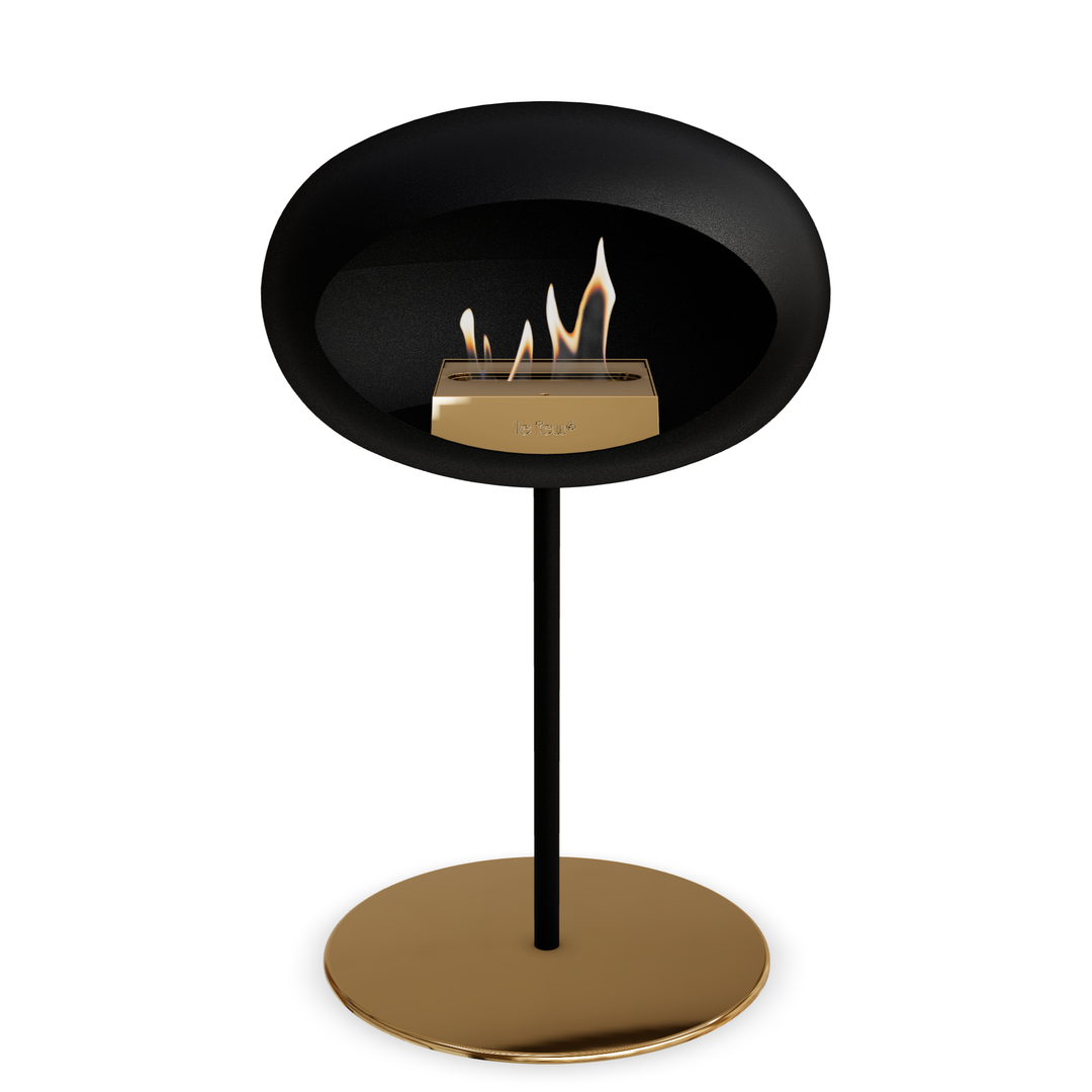 Le Feu GROUND STEEL LOW Schwarz Ø 25 mm – Rohr Schwarz, Brenner Roségold, Bodenplatte Roségold