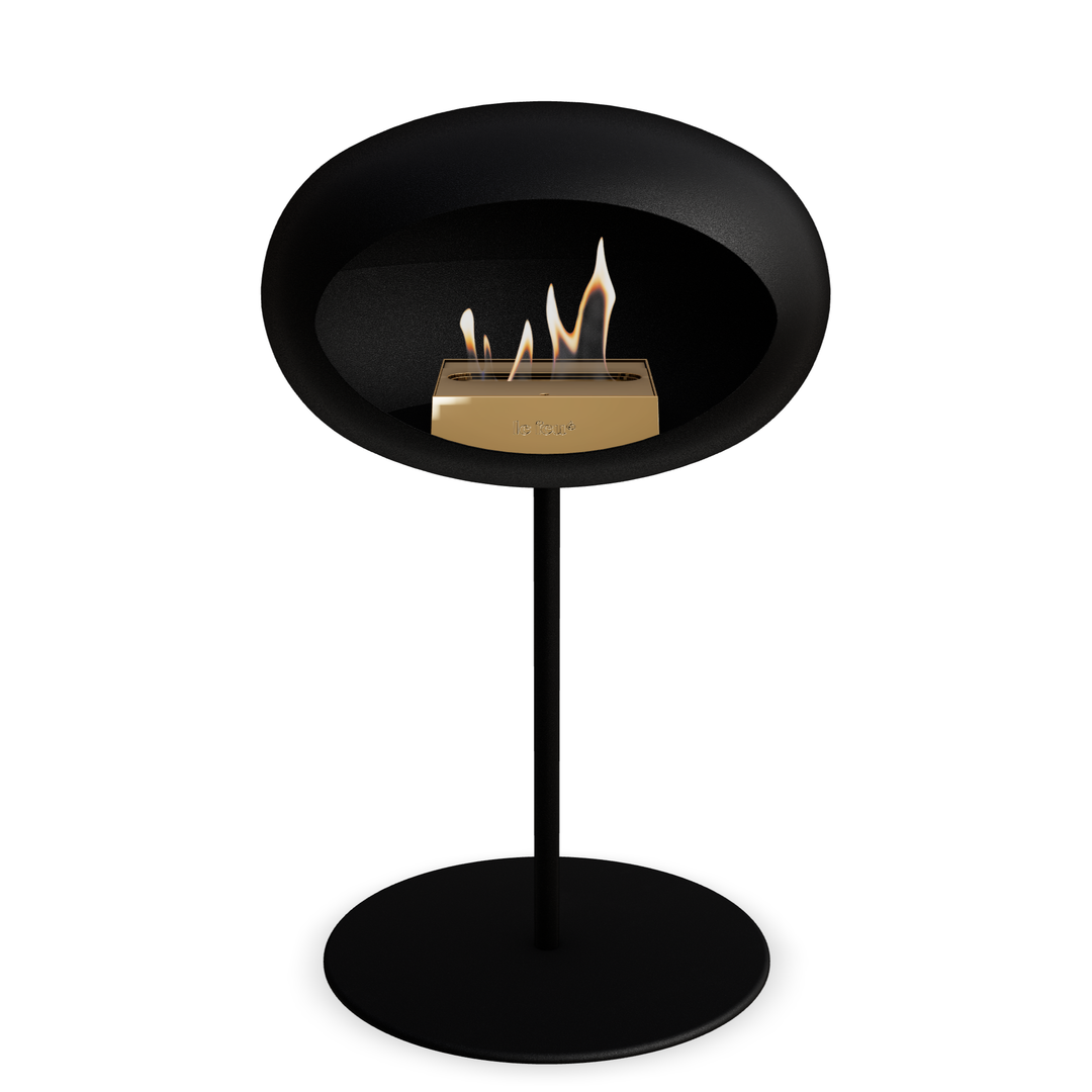Le Feu GROUND STEEL LOW Schwarz Ø 25 mm – Rohr Schwarz, Brenner Roségold, Bodenplatte Schwarz
