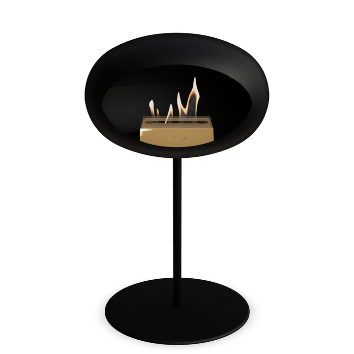 Le Feu GROUND STEEL LOW Schwarz Ø 25 mm – Rohr Schwarz, Brenner Roségold, Bodenplatte Schwarz