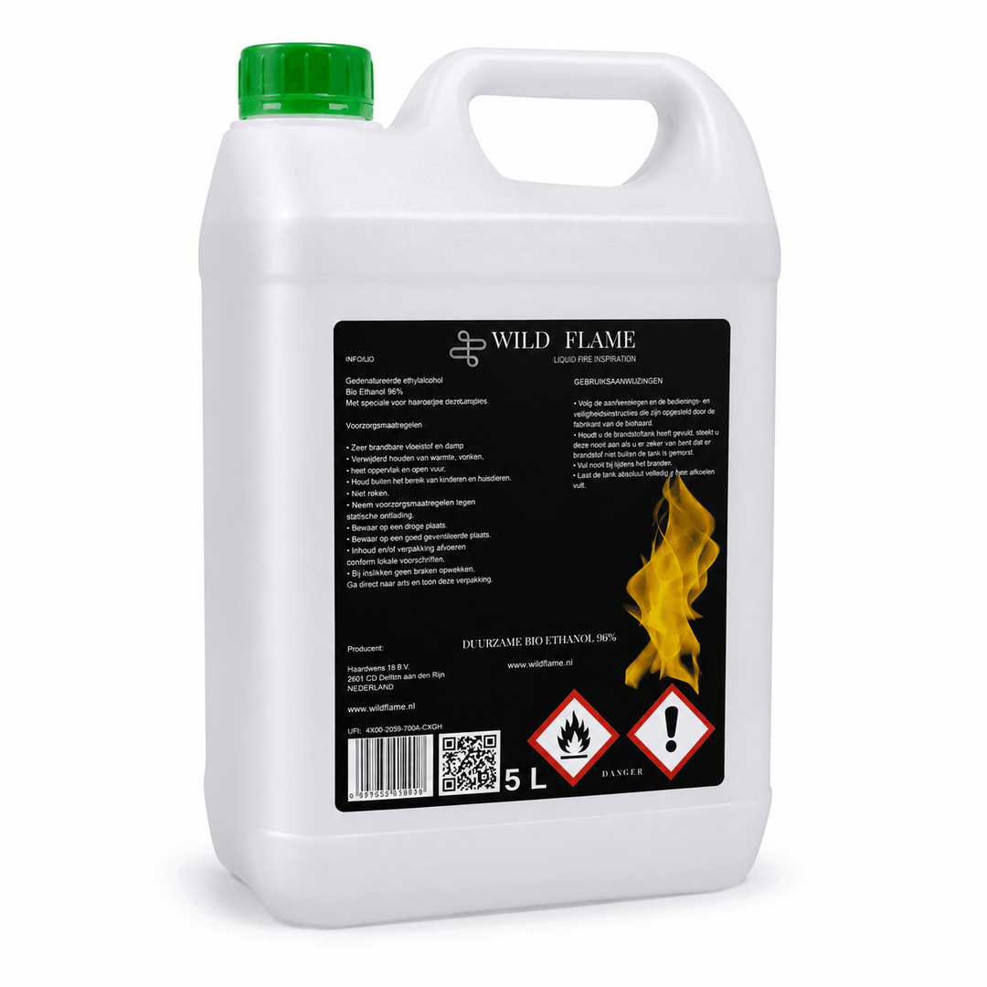 Wild Flame Bioethanol 96% – 5-Liter-Kanister, ultrarein für Bioethanol-Kamine