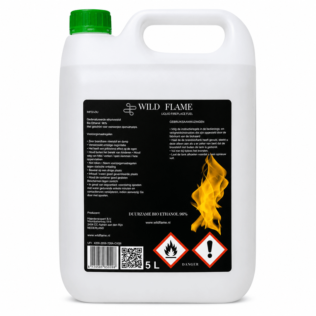Bioethanol 96% Brennstoff im 5-Liter-Kanister von Wild Flame für Ethanolkamine