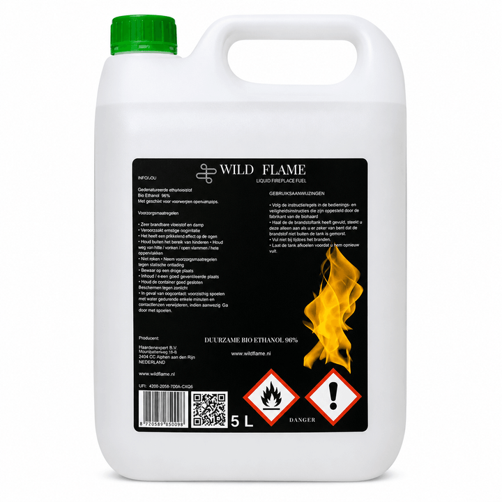Bioethanol 96% Brennstoff im 5-Liter-Kanister von Wild Flame für Ethanolkamine