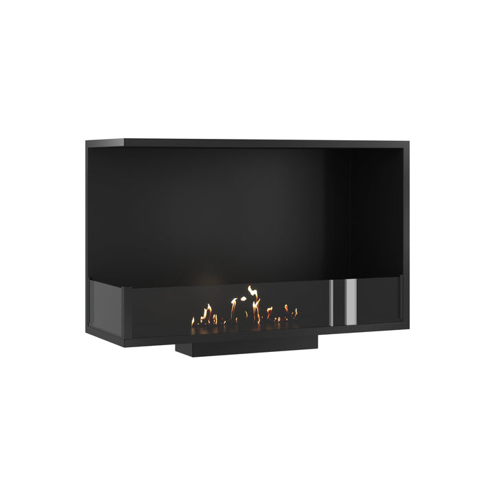 Bioethanol Eckkamin BASE Links 80cm mit Glas - Luxuriöses Wohnzimmer