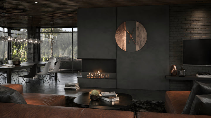 Bioethanol Eckkamin BASE Links 90cm mit Glas - Modernes Wohnzimmer