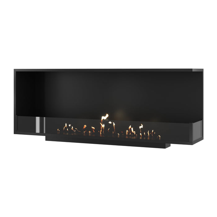 Bioethanol Eckkamin BASE Rechts 150cm mit Glas - Draufsicht
