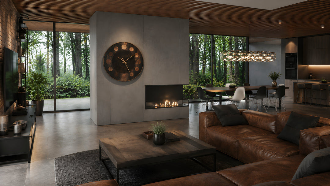 Bioethanol Eckkamin BASE Rechts 80cm mit Glas - Modernes Wohnzimmer