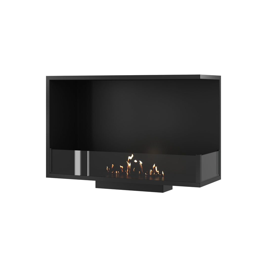 Bioethanol Eckkamin BASE Rechts 80cm mit Glas - Produktansicht