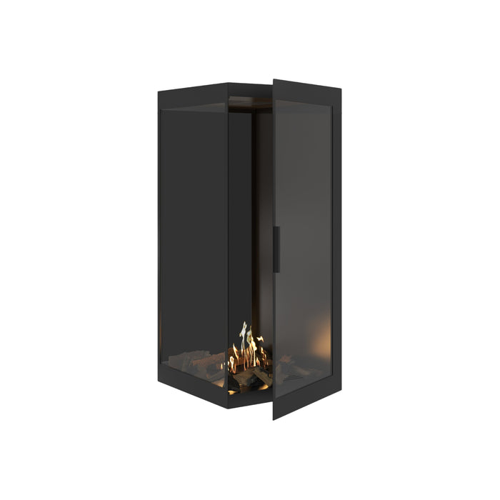 Bioethanol Eckkamin BASE Vertikal Vollglas Links 60x100 - Produktansicht