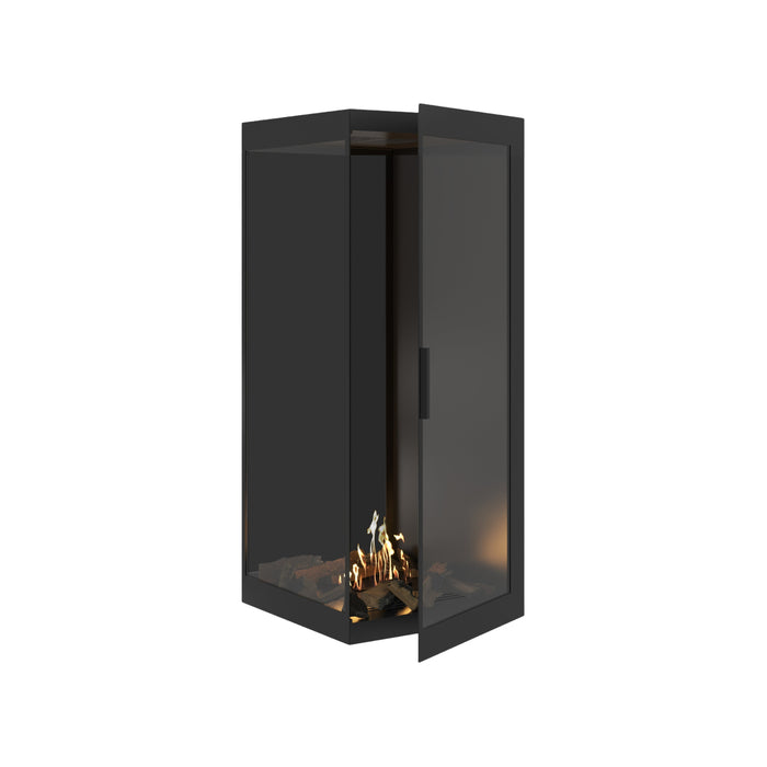 Bioethanol Eckkamin BASE Vertikal Vollglas Links 60x120 - Produktansicht