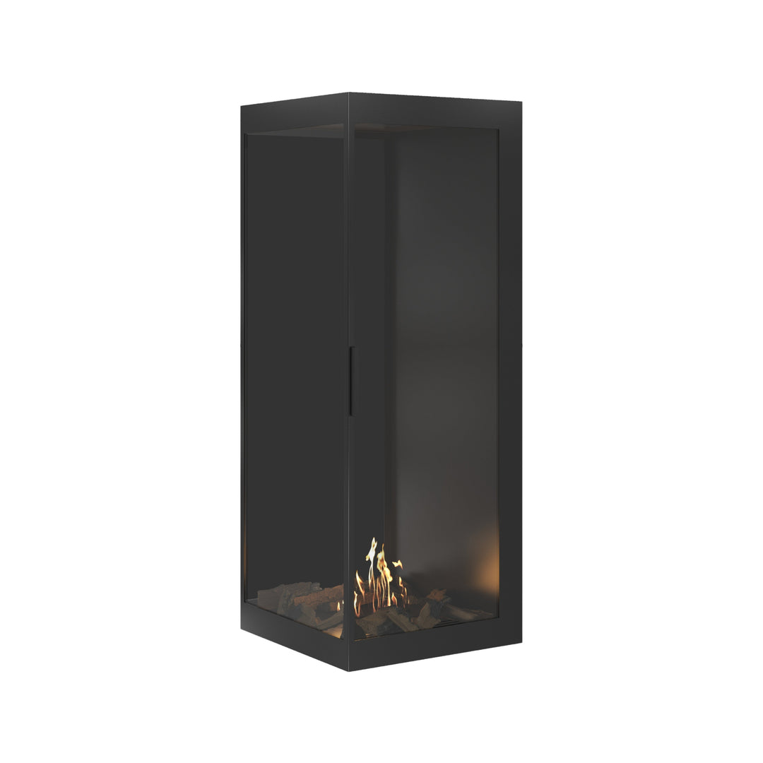 Bioethanol Eckkamin BASE Vertikal Vollglas Links 60x140 - Perspektive