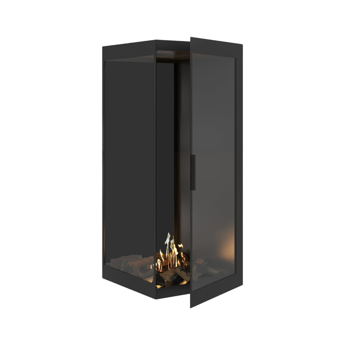 Bioethanol Eckkamin BASE Vertikal Vollglas Links 70x140 - Produktansicht