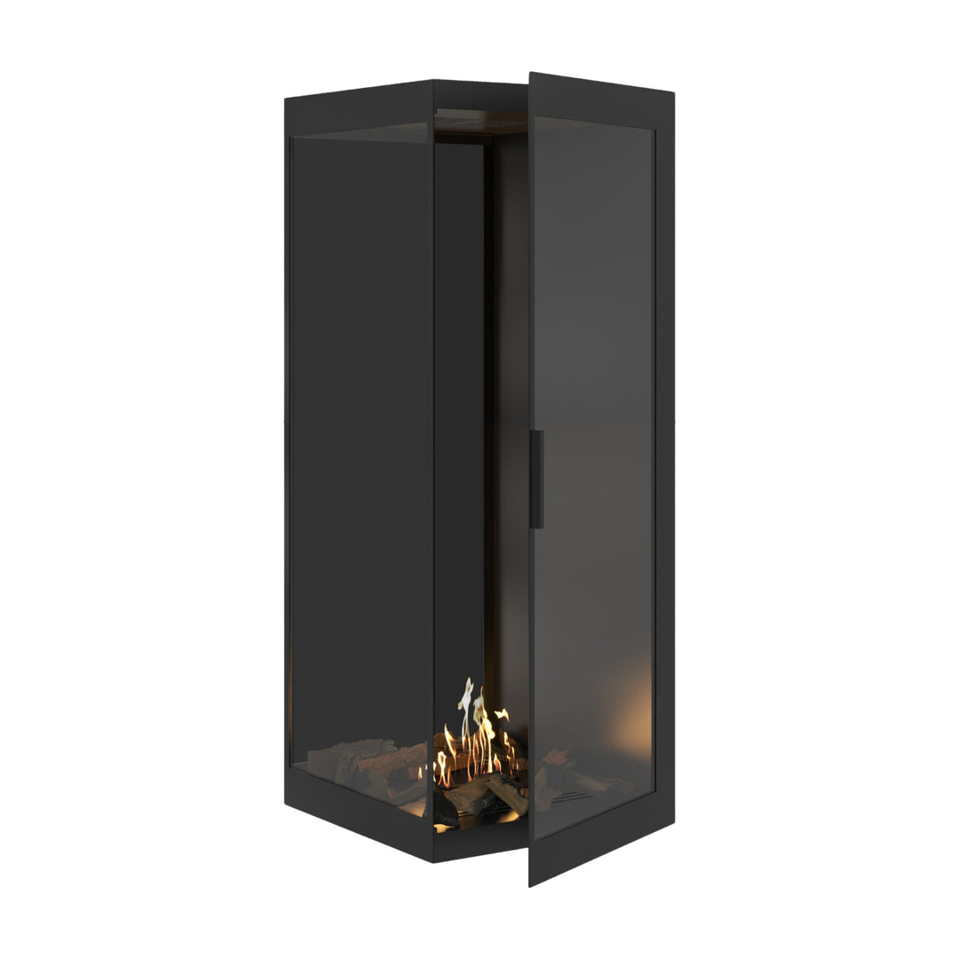 Bioethanol Eckkamin BASE Vertikal Vollglas Links 70x160 - Produktansicht