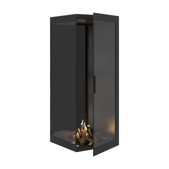 Bioethanol Eckkamin BASE Vertikal Vollglas Links 70x160 - Produktansicht