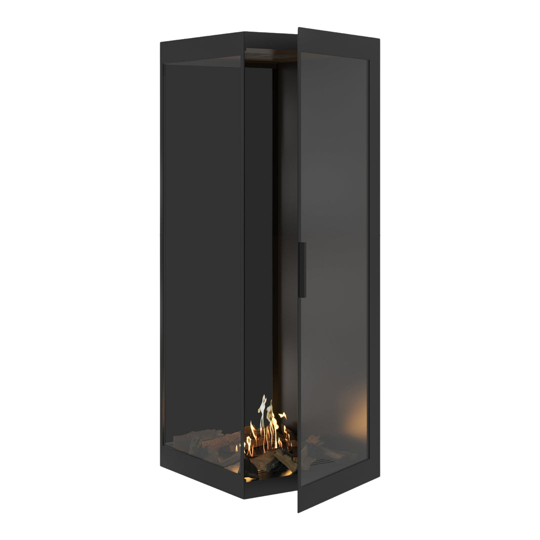 Bioethanol Eckkamin BASE Vertikal Vollglas Links 70x180 - Produktansicht