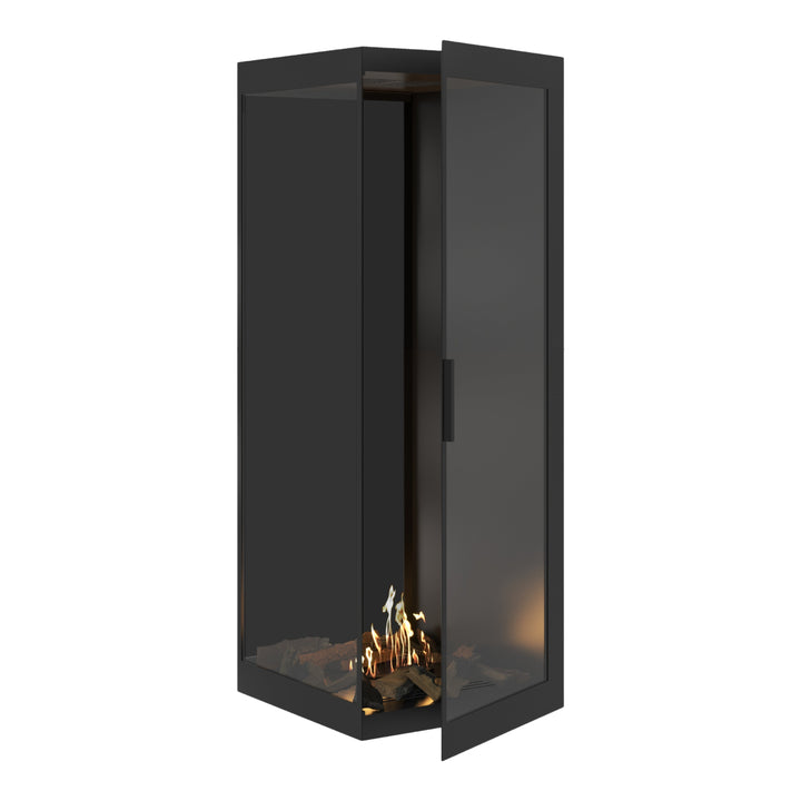 Bioethanol Eckkamin BASE Vertikal Vollglas Links 70x180 - Produktansicht